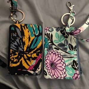 2 vera Bradley zip Id cases with lanyards